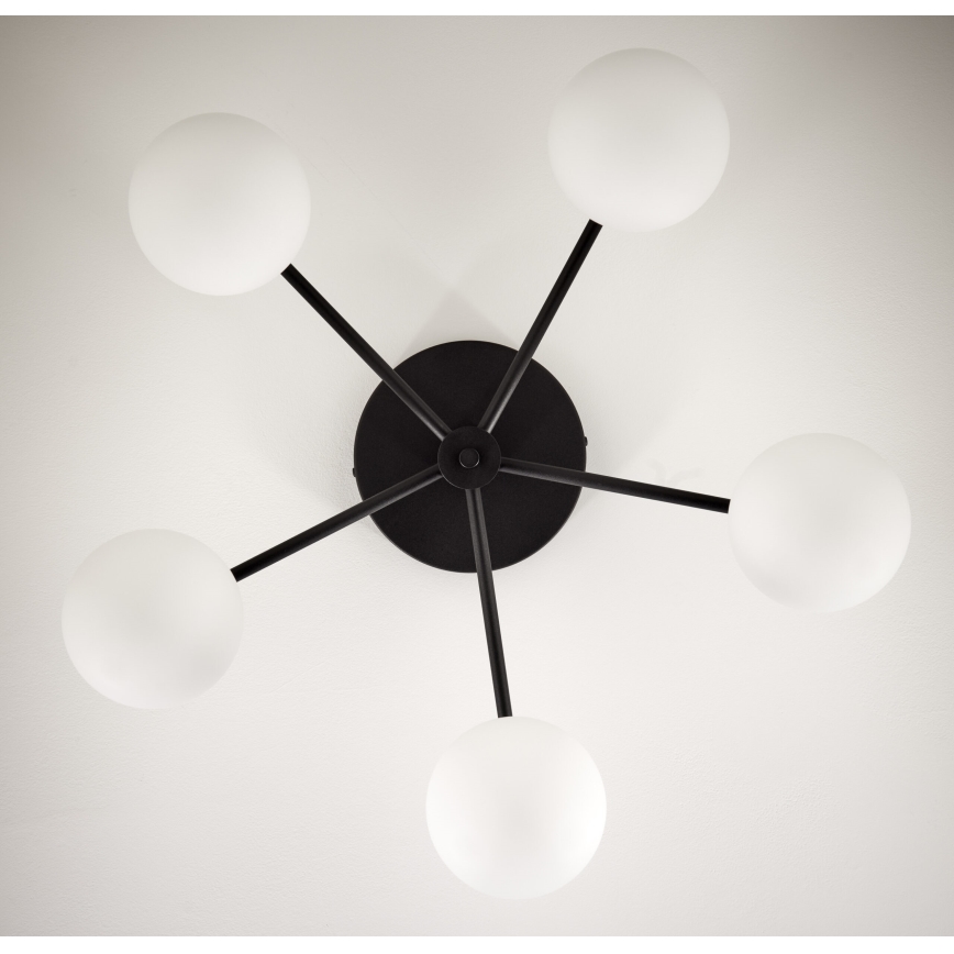Jupiter 2049 - PRATO Flush-Mount Chandelier 5xG9/14W/230V black/white