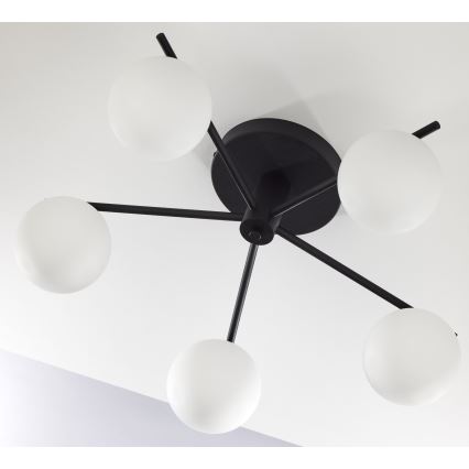 Jupiter 2049 - PRATO Flush-Mount Chandelier 5xG9/14W/230V black/white