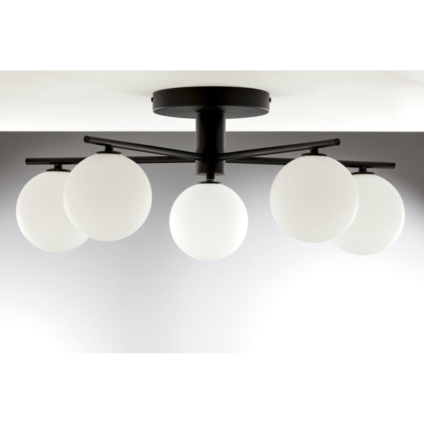 Jupiter 2049 - PRATO Flush-Mount Chandelier 5xG9/14W/230V black/white