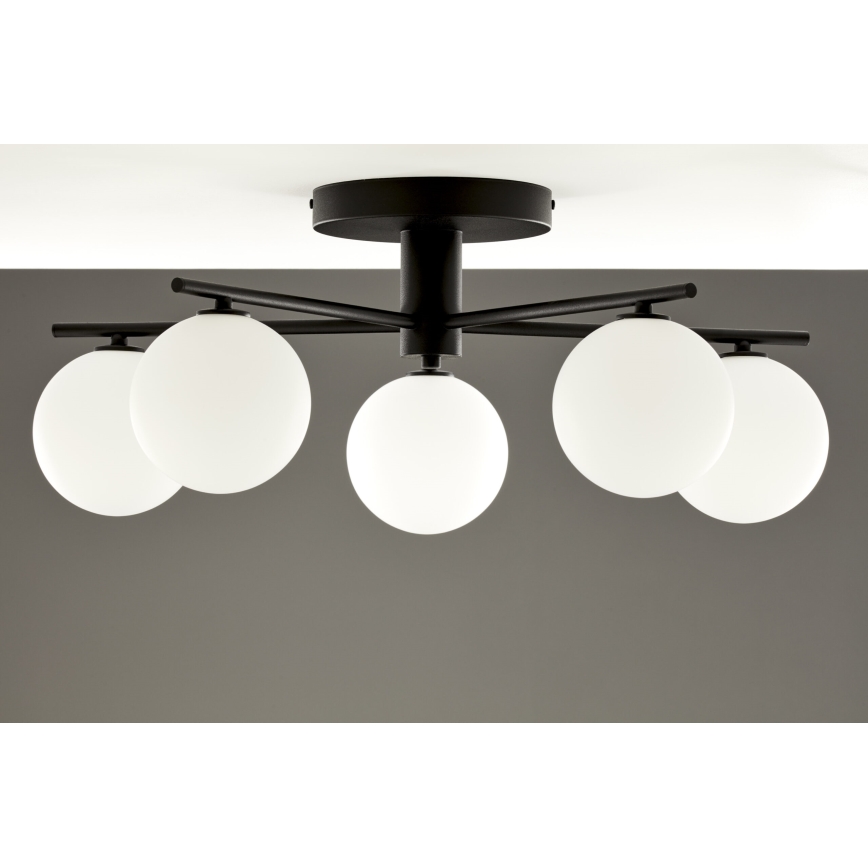 Jupiter 2049 - PRATO Flush-Mount Chandelier 5xG9/14W/230V black/white
