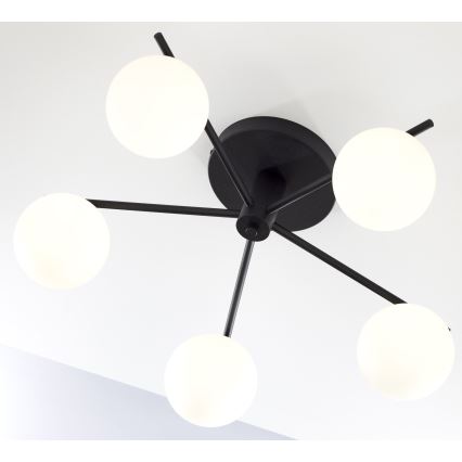 Jupiter 2049 - PRATO Flush-Mount Chandelier 5xG9/14W/230V black/white