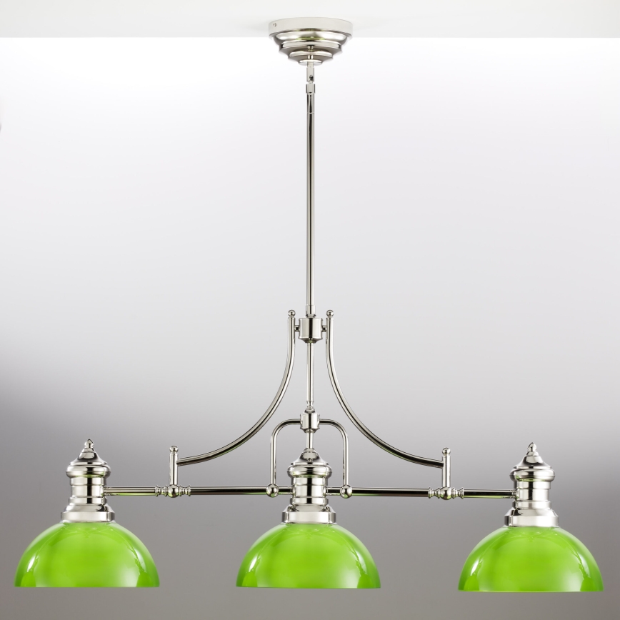 Jupiter 2072 - Rod pendant PLATINO 3xE27/15W/230V green/polished chrome
