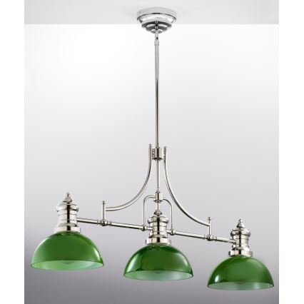 Jupiter 2072 - Rod pendant PLATINO 3xE27/15W/230V green/polished chrome