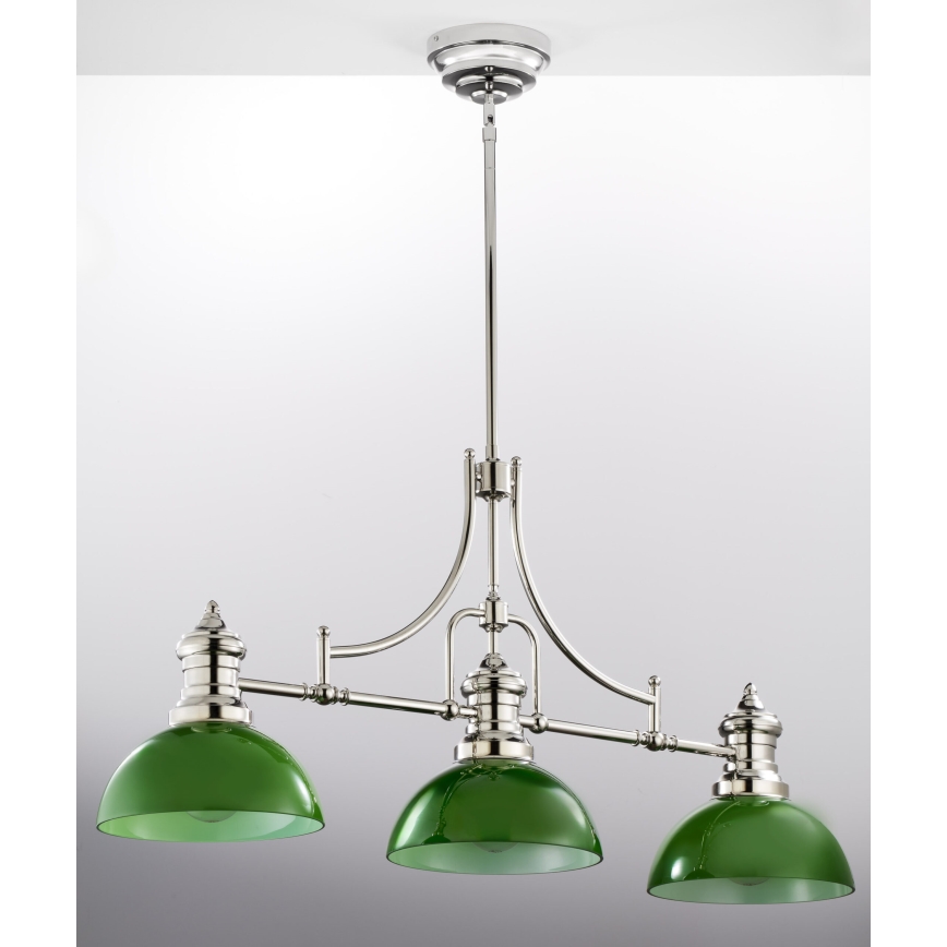 Jupiter 2072 - Rod pendant PLATINO 3xE27/15W/230V green/polished chrome