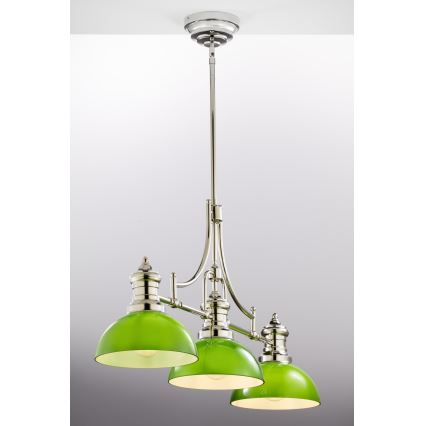 Jupiter 2072 - Rod pendant PLATINO 3xE27/15W/230V green/polished chrome