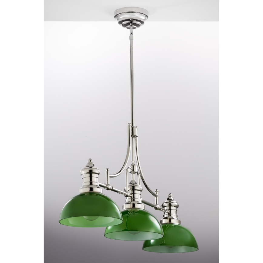Jupiter 2072 - Rod pendant PLATINO 3xE27/15W/230V green/polished chrome