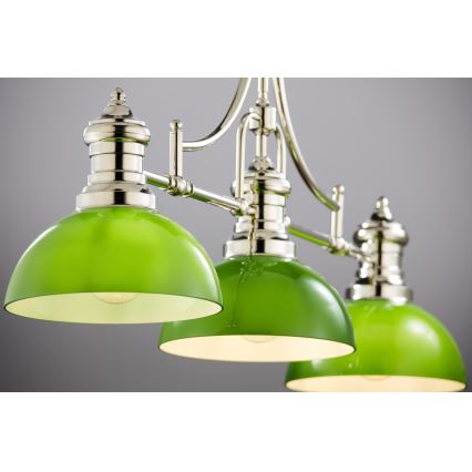 Jupiter 2072 - Rod pendant PLATINO 3xE27/15W/230V green/polished chrome