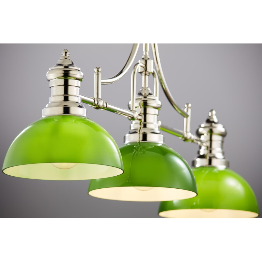 Jupiter 2072 - Rod pendant PLATINO 3xE27/15W/230V green/polished chrome