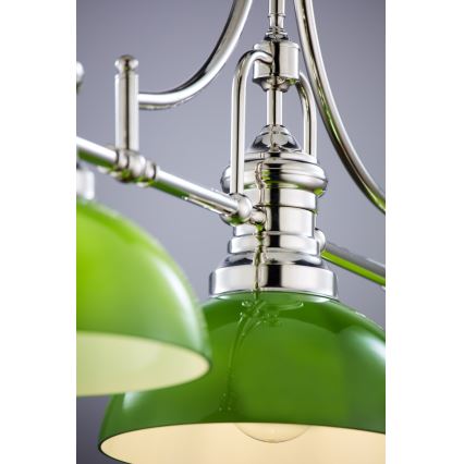 Jupiter 2072 - Rod pendant PLATINO 3xE27/15W/230V green/polished chrome