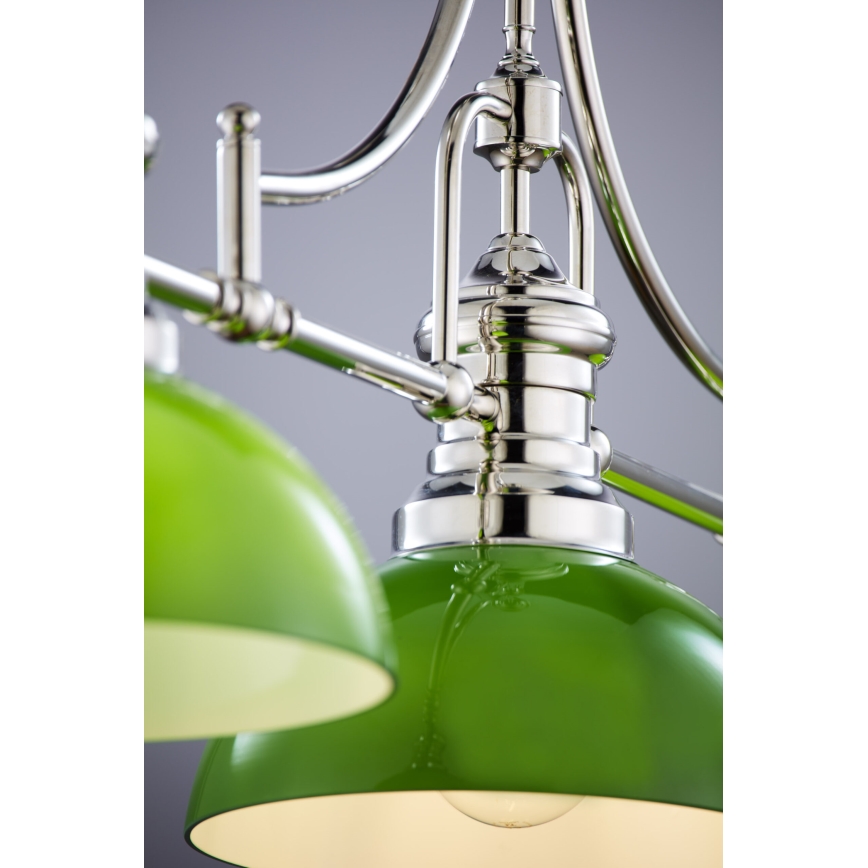 Jupiter 2072 - Rod pendant PLATINO 3xE27/15W/230V green/polished chrome