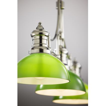 Jupiter 2072 - Rod pendant PLATINO 3xE27/15W/230V green/polished chrome