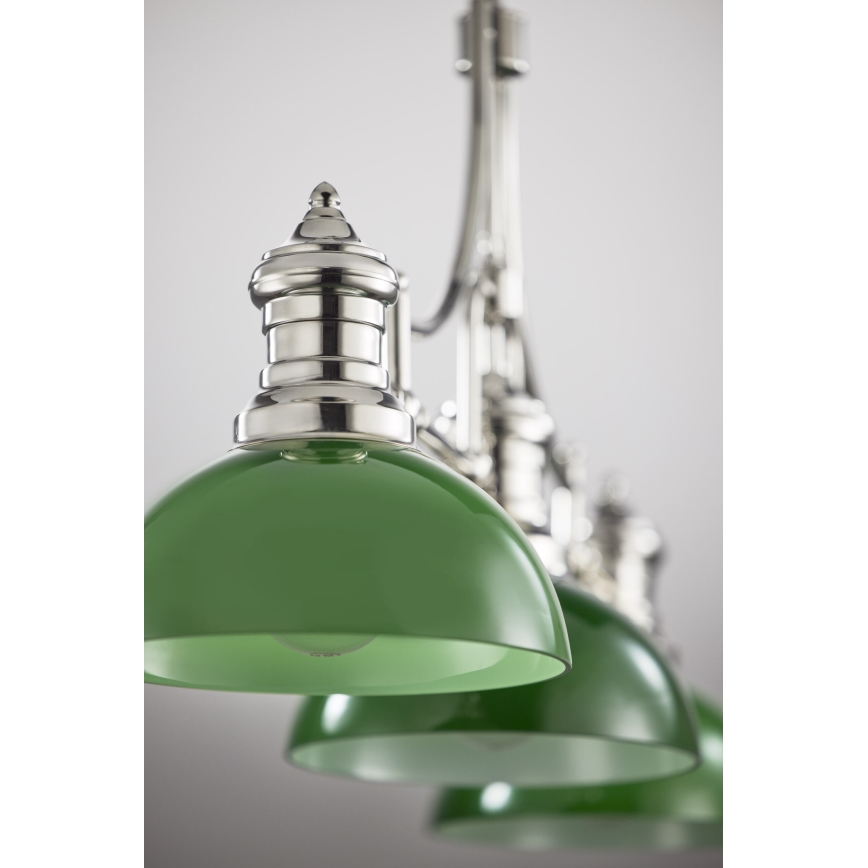Jupiter 2072 - Rod pendant PLATINO 3xE27/15W/230V green/polished chrome