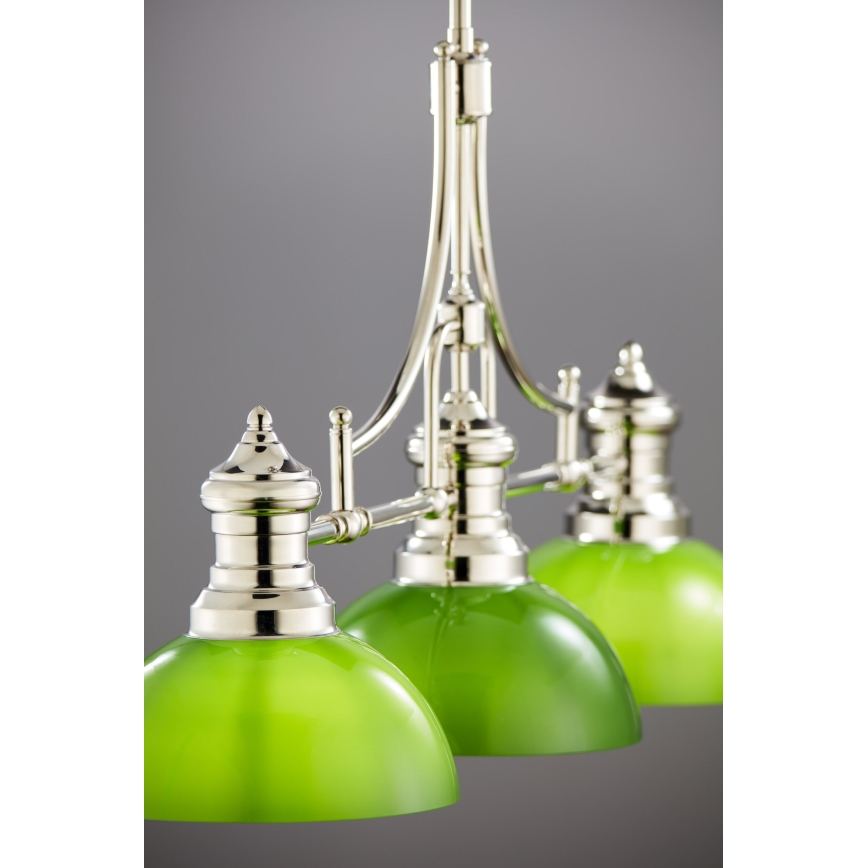 Jupiter 2072 - Rod pendant PLATINO 3xE27/15W/230V green/polished chrome