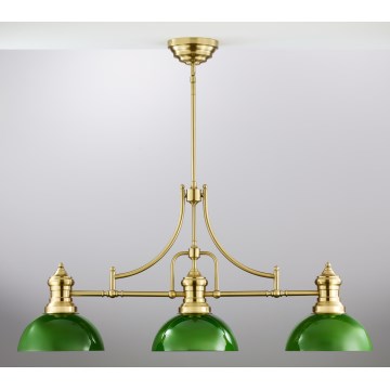 Jupiter 2074 - PLATINO rod pendant light 3xE27/15W/230V green/gold