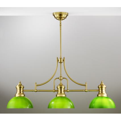 Jupiter 2074 - PLATINO rod pendant light 3xE27/15W/230V green/gold