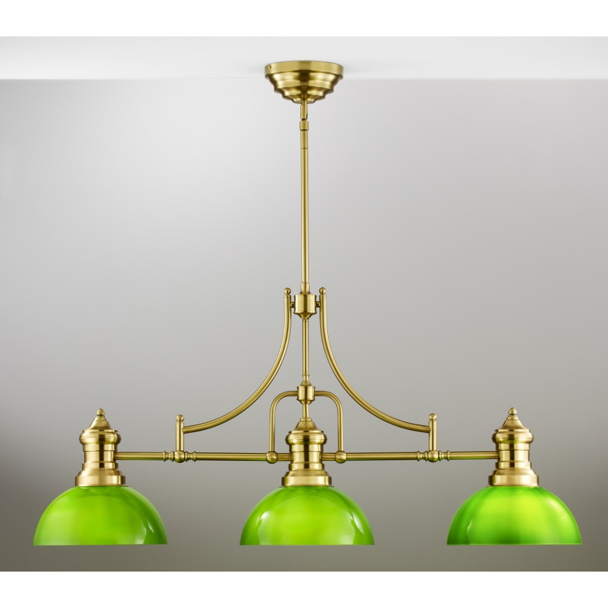 Jupiter 2074 - PLATINO rod pendant light 3xE27/15W/230V green/gold