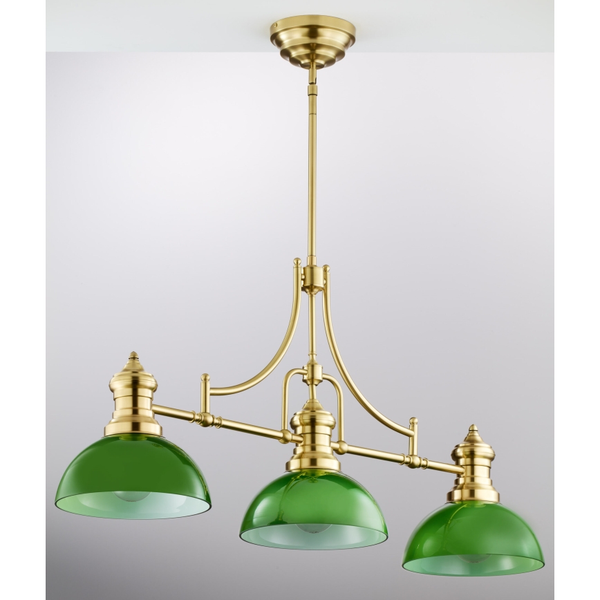Jupiter 2074 - PLATINO rod pendant light 3xE27/15W/230V green/gold