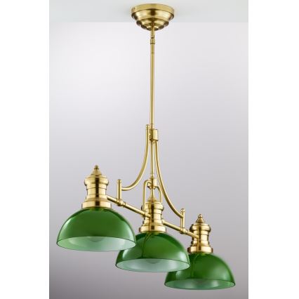 Jupiter 2074 - PLATINO rod pendant light 3xE27/15W/230V green/gold