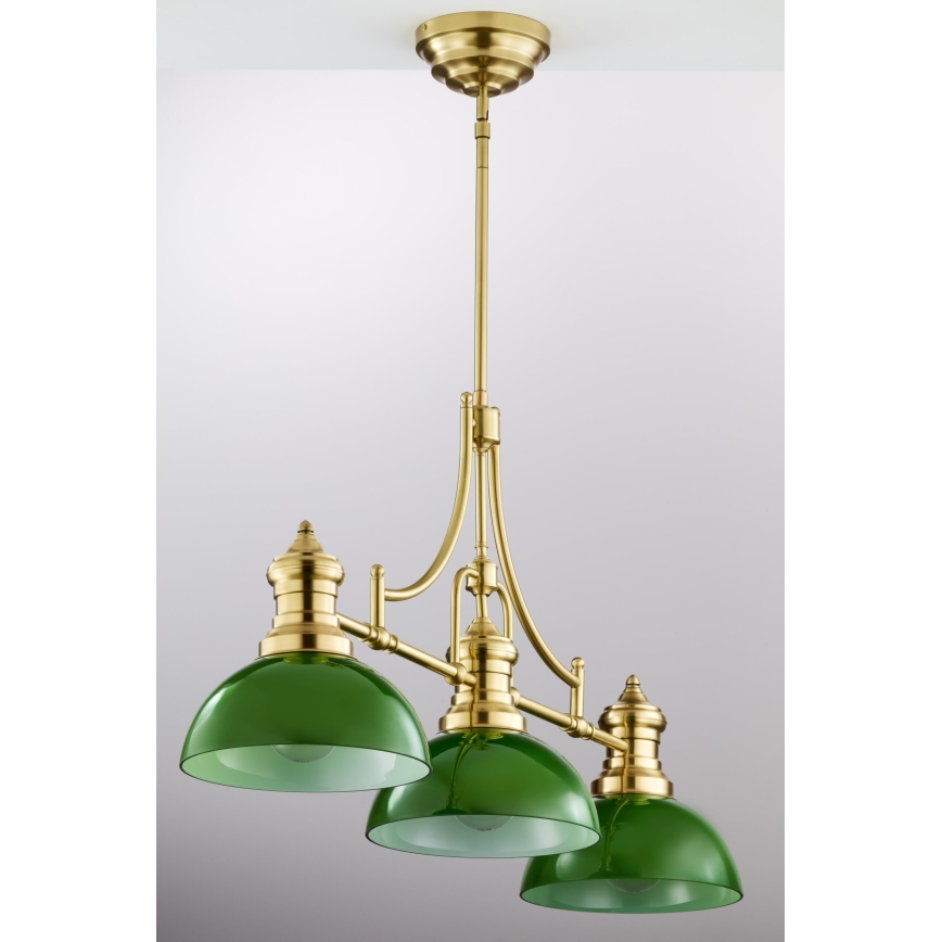 Jupiter 2074 - PLATINO rod pendant light 3xE27/15W/230V green/gold