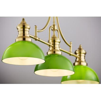 Jupiter 2074 - PLATINO rod pendant light 3xE27/15W/230V green/gold