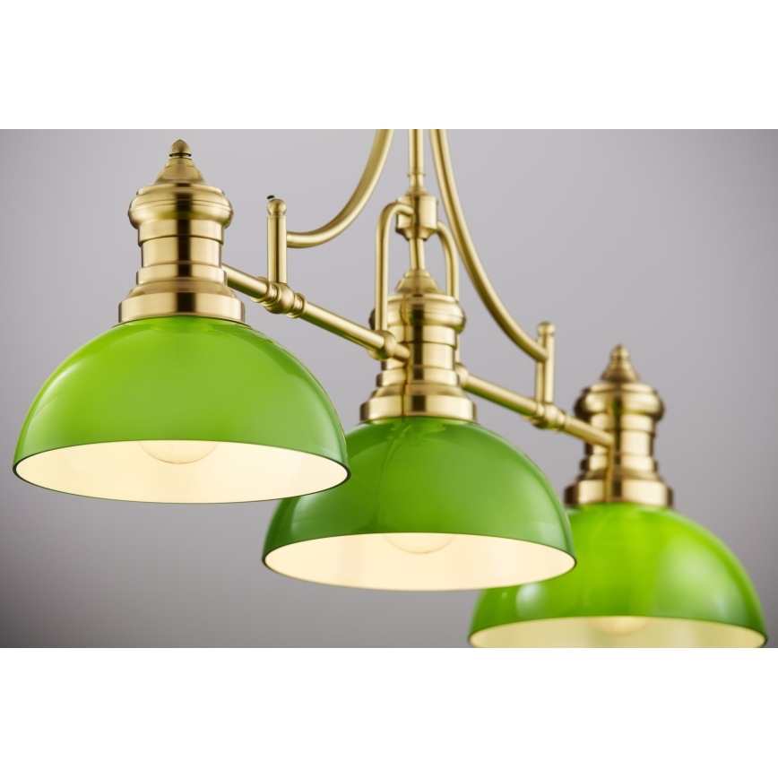 Jupiter 2074 - PLATINO rod pendant light 3xE27/15W/230V green/gold
