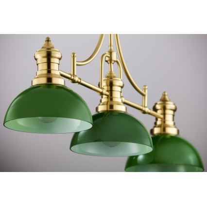 Jupiter 2074 - PLATINO rod pendant light 3xE27/15W/230V green/gold