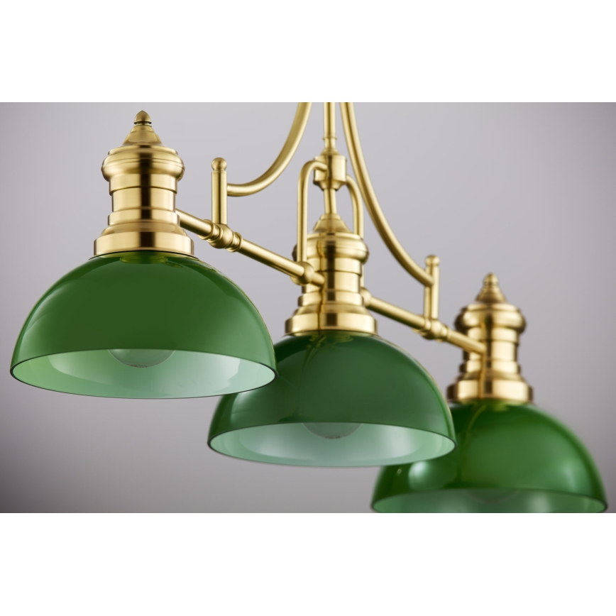 Jupiter 2074 - PLATINO rod pendant light 3xE27/15W/230V green/gold
