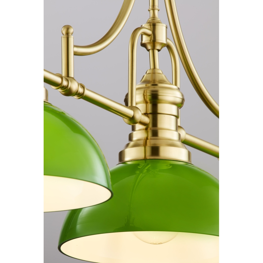 Jupiter 2074 - PLATINO rod pendant light 3xE27/15W/230V green/gold
