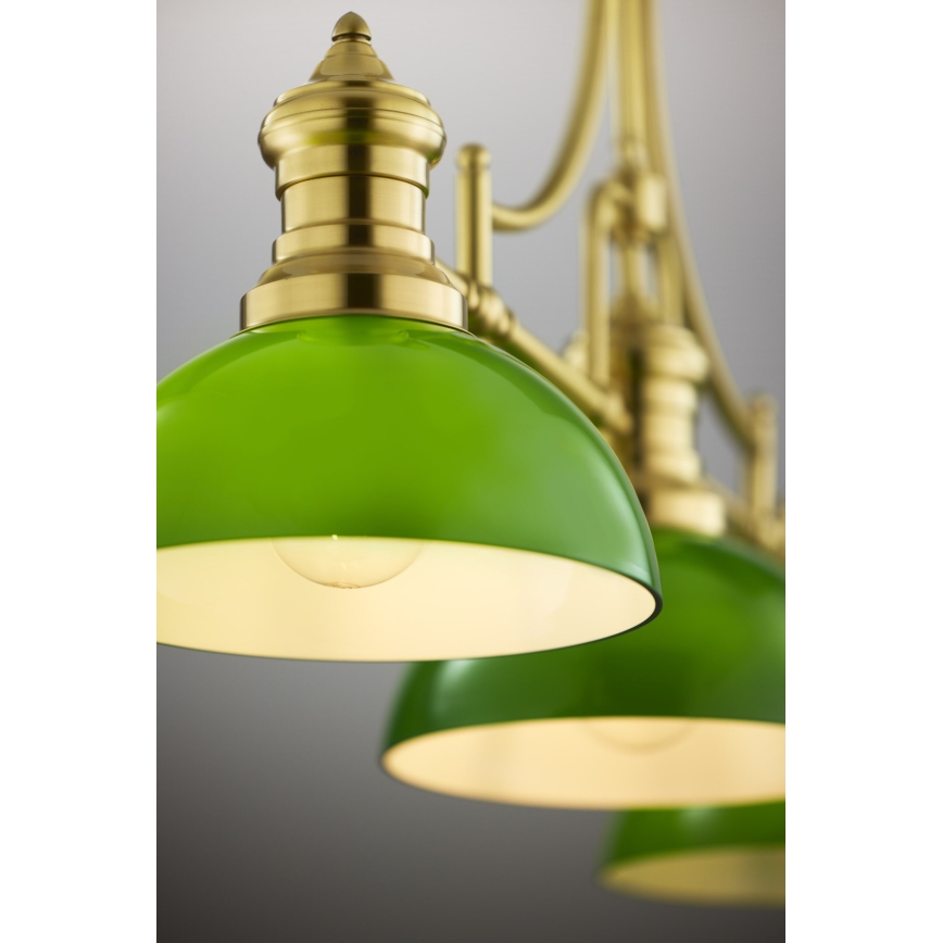 Jupiter 2074 - PLATINO rod pendant light 3xE27/15W/230V green/gold