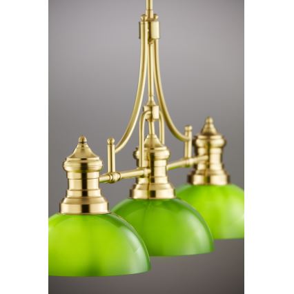 Jupiter 2074 - PLATINO rod pendant light 3xE27/15W/230V green/gold