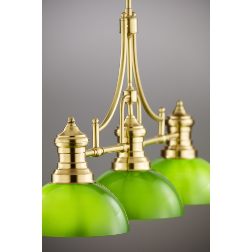 Jupiter 2074 - PLATINO rod pendant light 3xE27/15W/230V green/gold