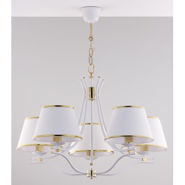 Jupiter 2084 - SAMBA chain-hung chandelier 5xE27/15W/230V white/gold