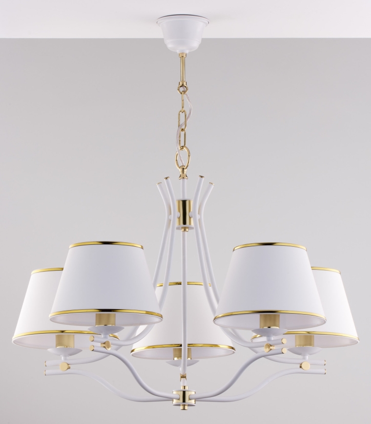 Jupiter 2084 - SAMBA chain-hung chandelier 5xE27/15W/230V white/gold