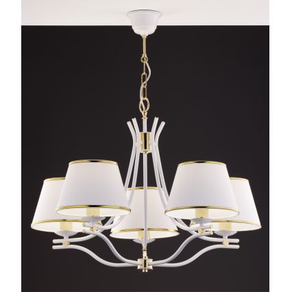 Jupiter 2084 - SAMBA chain-hung chandelier 5xE27/15W/230V white/gold