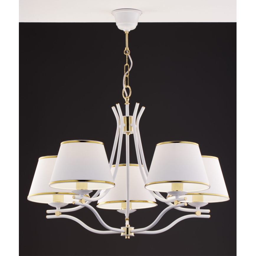 Jupiter 2084 - SAMBA chain-hung chandelier 5xE27/15W/230V white/gold
