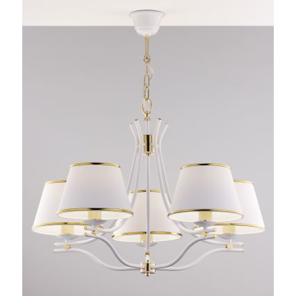 Jupiter 2084 - SAMBA chain-hung chandelier 5xE27/15W/230V white/gold