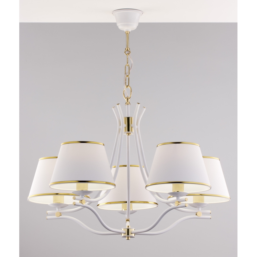 Jupiter 2084 - SAMBA chain-hung chandelier 5xE27/15W/230V white/gold