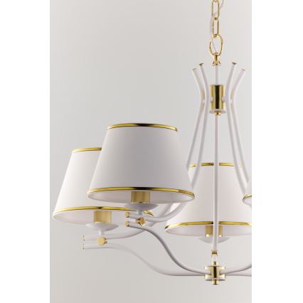 Jupiter 2084 - SAMBA chain-hung chandelier 5xE27/15W/230V white/gold
