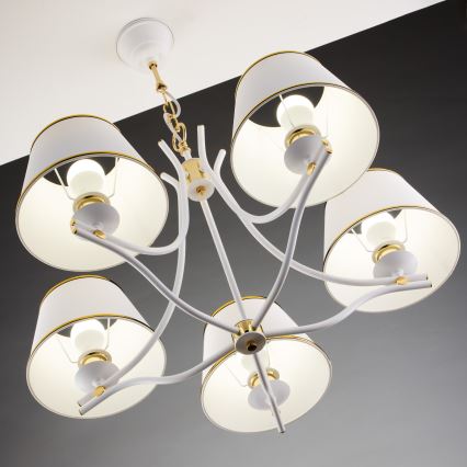 Jupiter 2084 - SAMBA chain-hung chandelier 5xE27/15W/230V white/gold