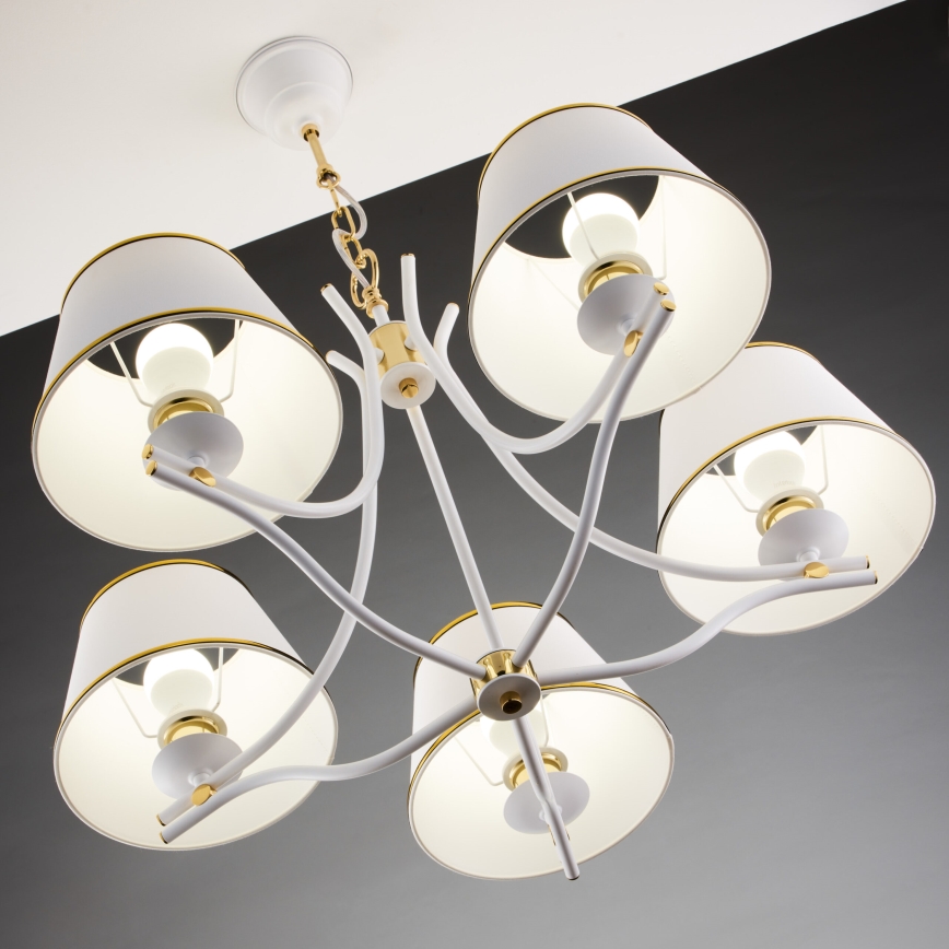 Jupiter 2084 - SAMBA chain-hung chandelier 5xE27/15W/230V white/gold