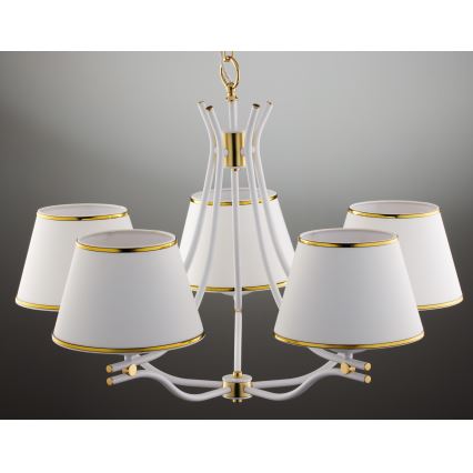 Jupiter 2084 - SAMBA chain-hung chandelier 5xE27/15W/230V white/gold