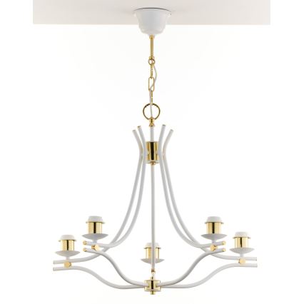 Jupiter 2084 - SAMBA chain-hung chandelier 5xE27/15W/230V white/gold