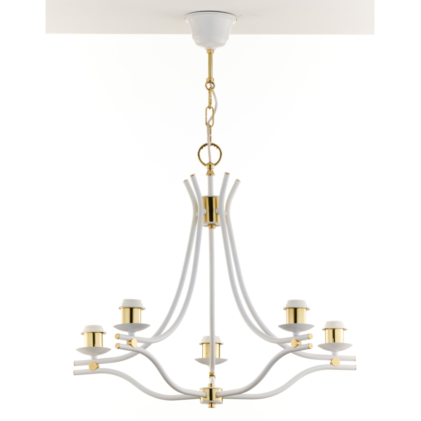 Jupiter 2084 - SAMBA chain-hung chandelier 5xE27/15W/230V white/gold