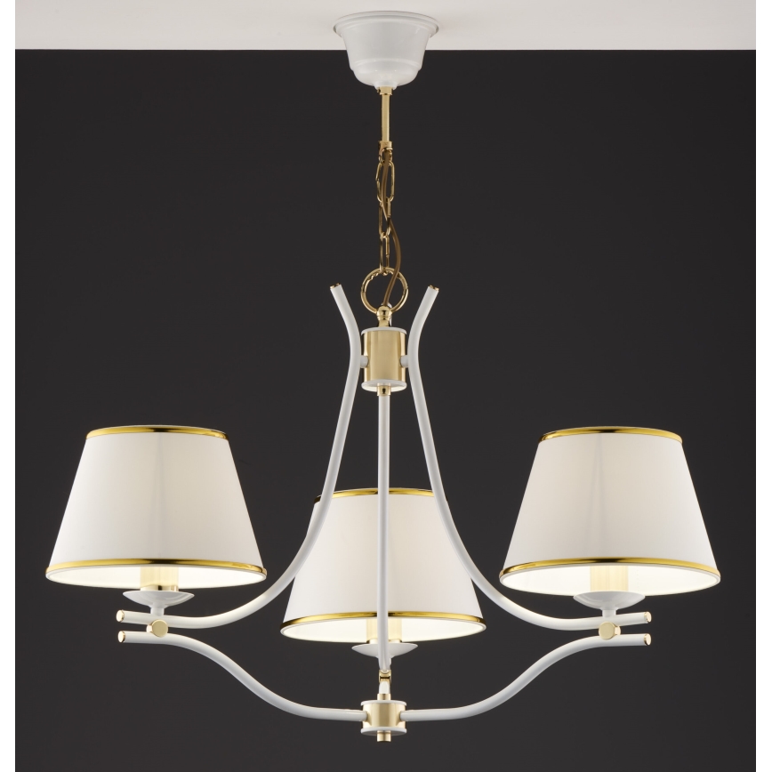 Jupiter 2085 - SAMBA Chain-Hung Chandelier 3xE27/15W/230V White/Gold