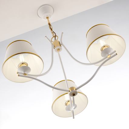 Jupiter 2085 - SAMBA Chain-Hung Chandelier 3xE27/15W/230V White/Gold