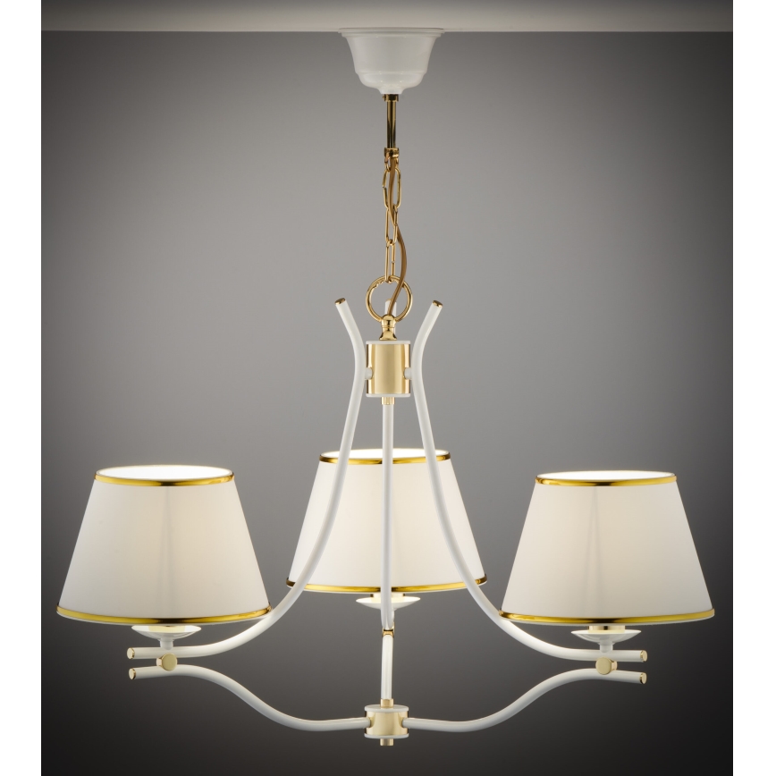 Jupiter 2085 - SAMBA Chain-Hung Chandelier 3xE27/15W/230V White/Gold