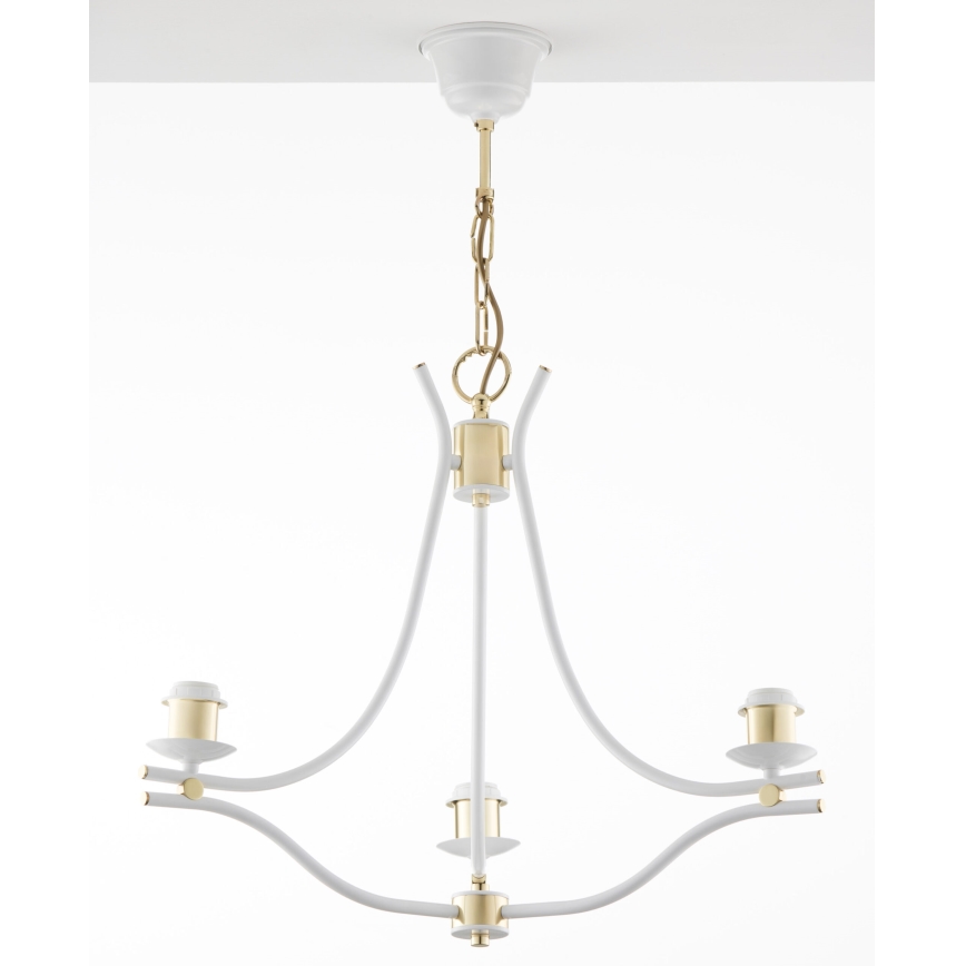 Jupiter 2085 - SAMBA Chain-Hung Chandelier 3xE27/15W/230V White/Gold