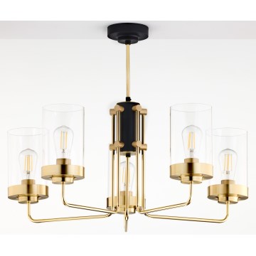 Jupiter 2088 - RAMIREZ rod-mounted chandelier 5xE27/15W/230V gold/black