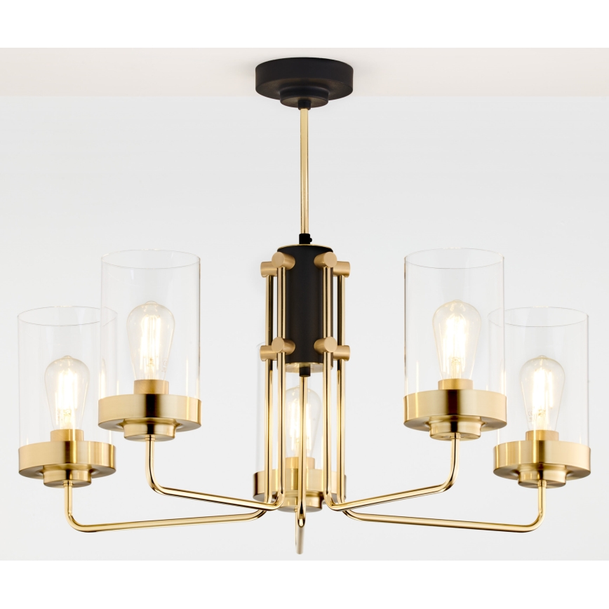 Jupiter 2088 - RAMIREZ rod-mounted chandelier 5xE27/15W/230V gold/black