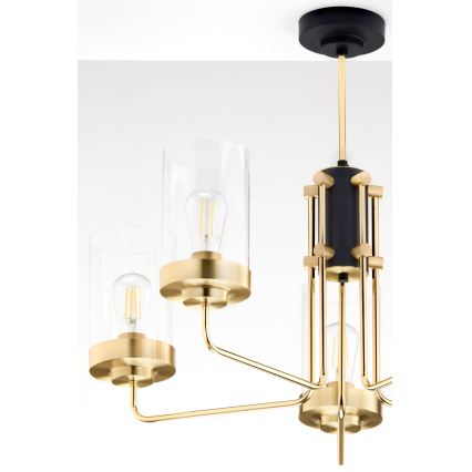 Jupiter 2088 - RAMIREZ rod-mounted chandelier 5xE27/15W/230V gold/black